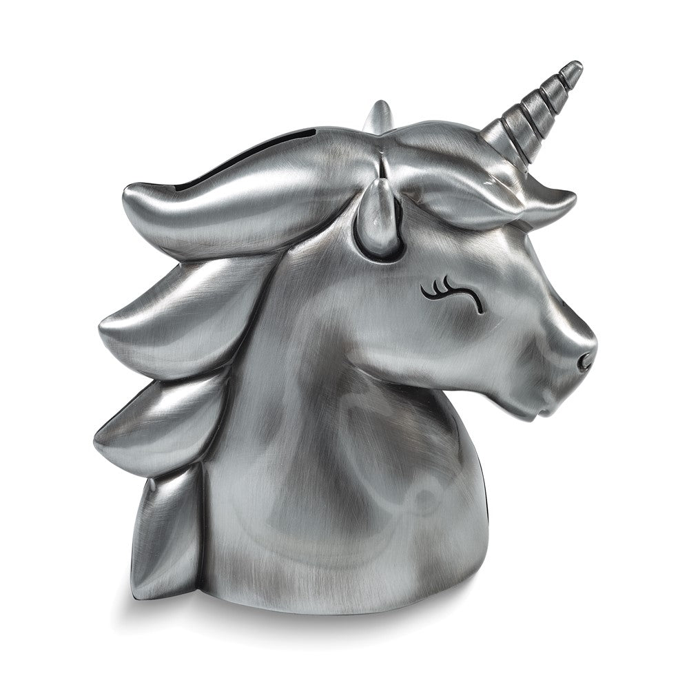 Pewter-tone Unicorn Head Bank
