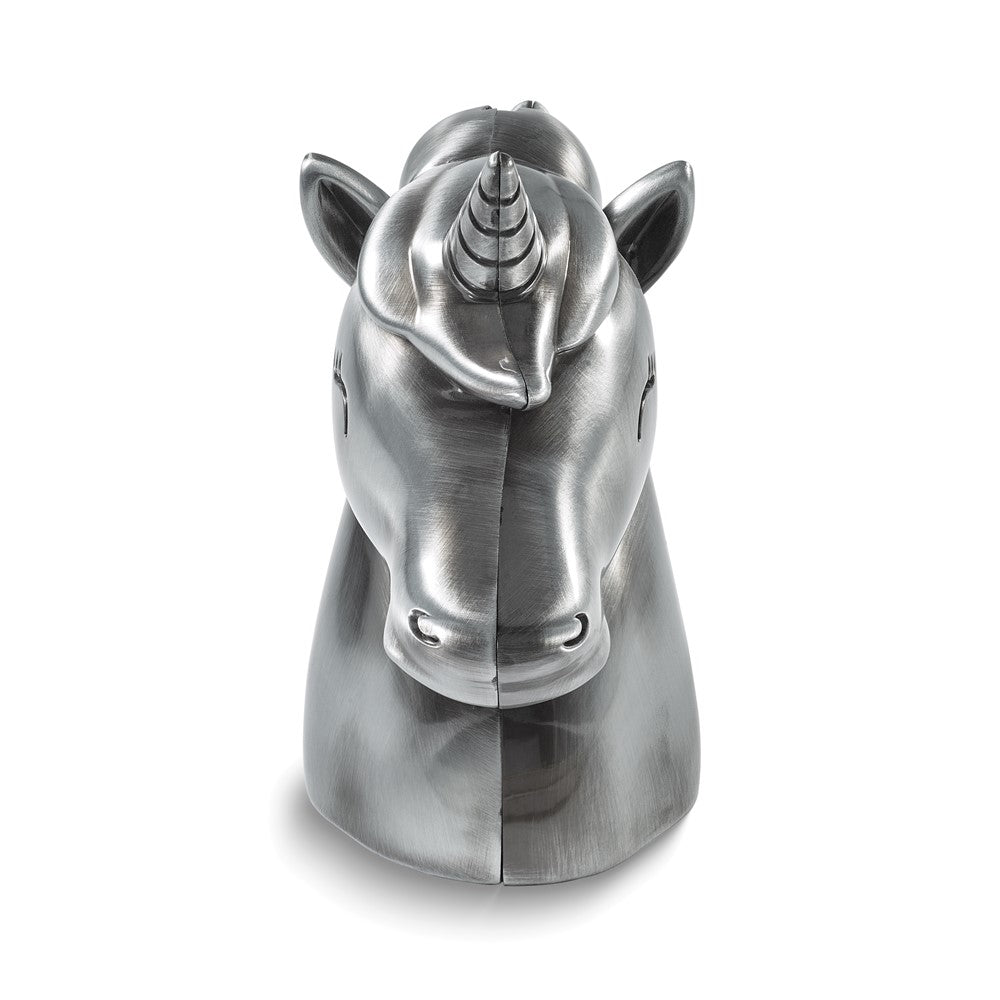 Pewter-tone Unicorn Head Bank