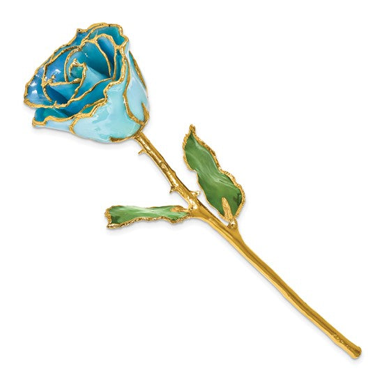 Lacquer Dipped Gold Trim Blue Rose