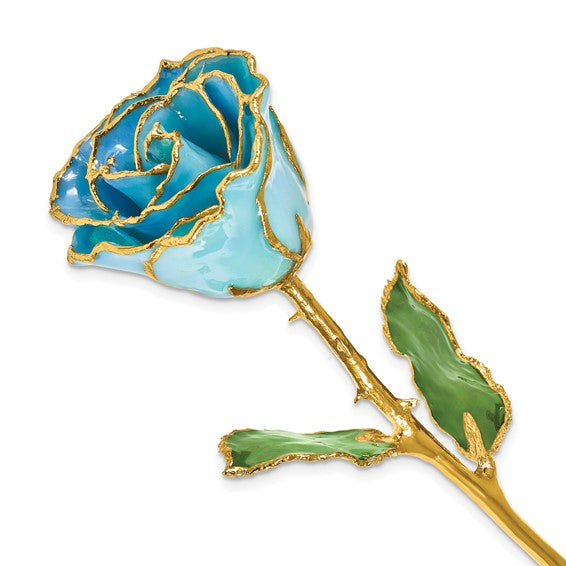 Lacquer Dipped Gold Trim Blue Rose