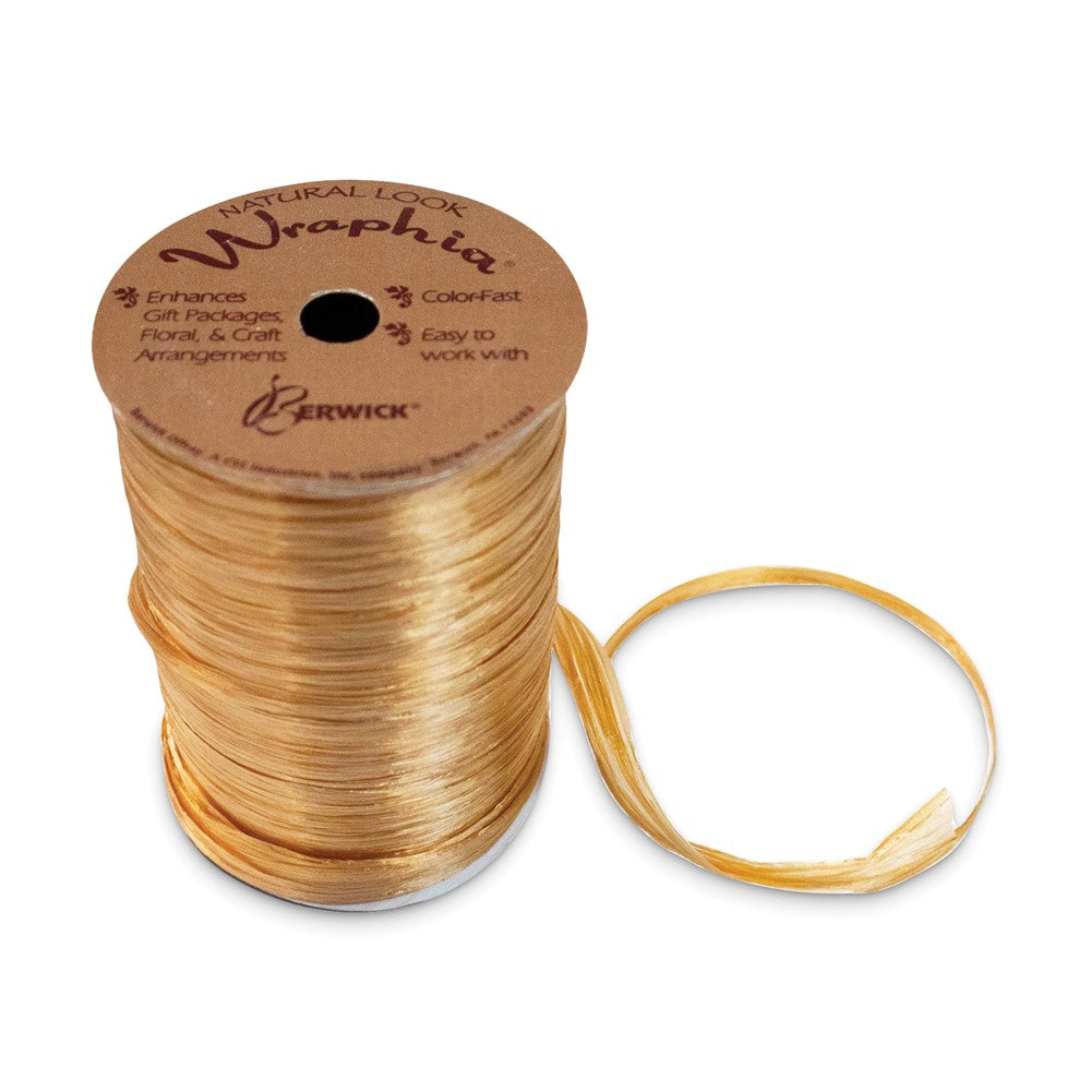 Pearlized Gold-tone 100 Yard Raffia Ribbon Spool