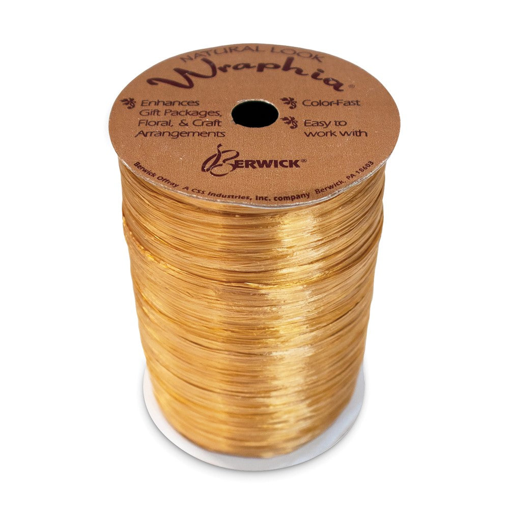 Pearlized Gold-tone 100 Yard Raffia Ribbon Spool