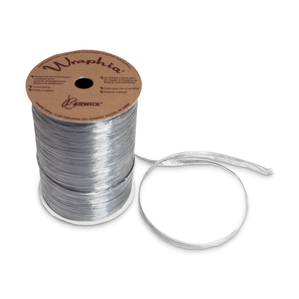 Silver-tone Pearlized 100 Yard Raffia Ribbon Spool