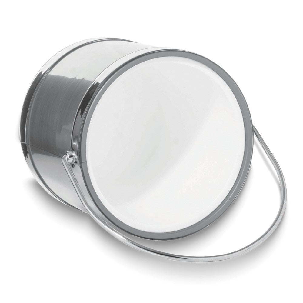 Silver Metallic Mylar Double Wall Insulated Three Quart Ice Bucket with Stainless Steel Tongs