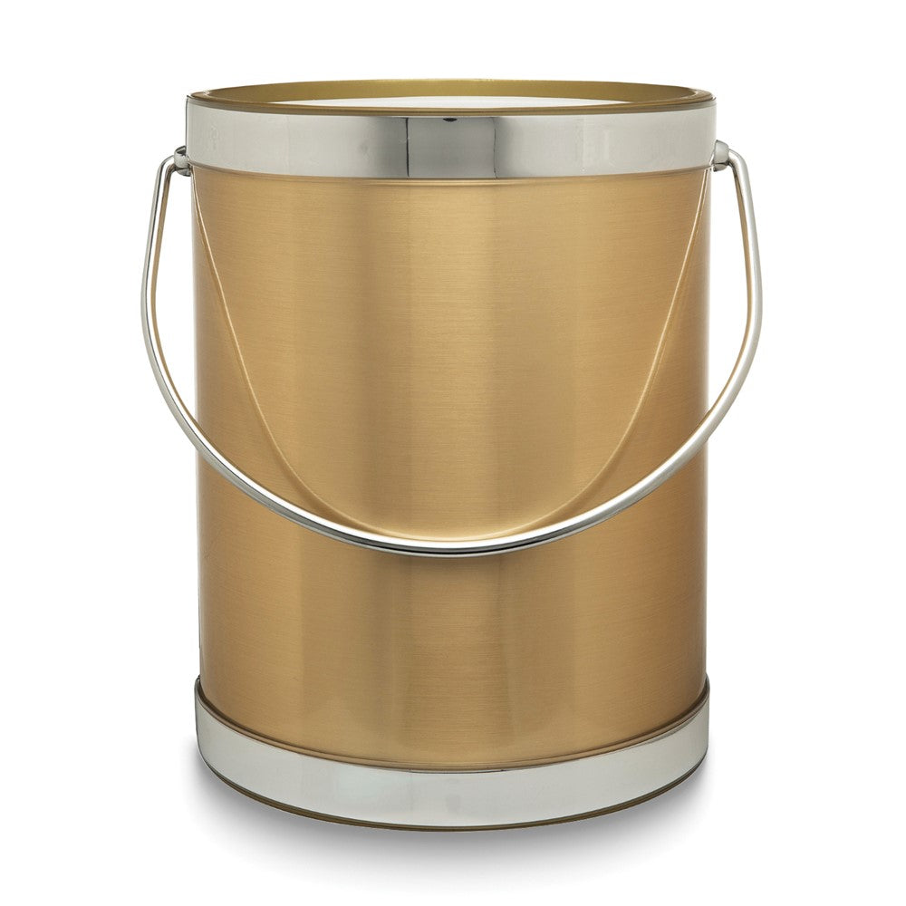 Silver with Gold Two-tone Metallic Mylar Double Wall Insulated Five Quart Ice Bucket with Stainless Steel Tongs