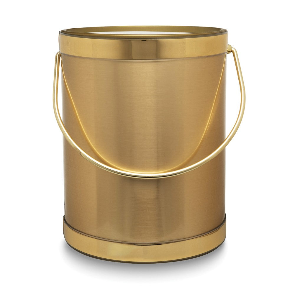 Gold Metallic Mylar Double Wall Insulated Five Quart Ice Bucket with Stainless Steel Tongs