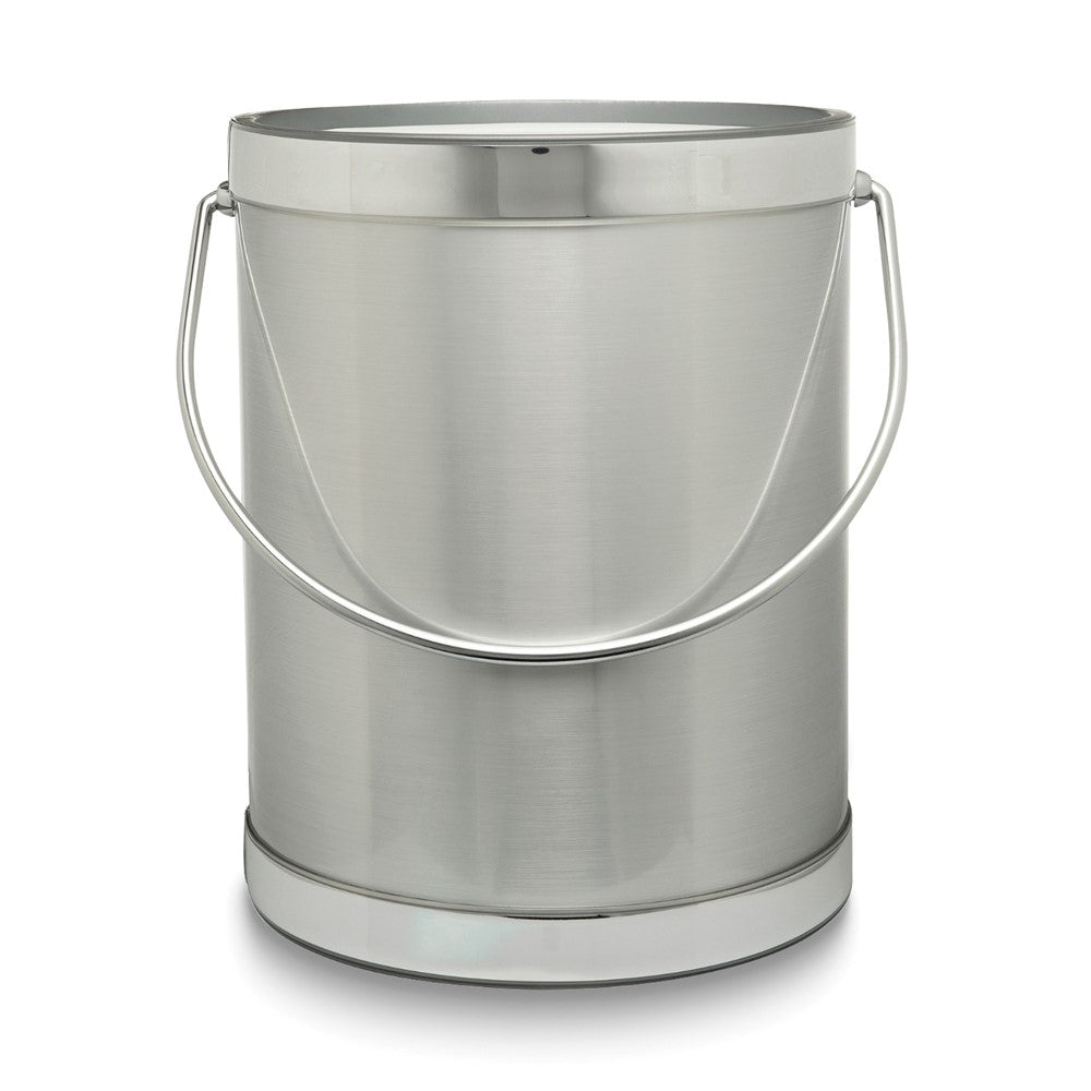 Silver Metallic Mylar Double Wall Insulated Five Quart Ice Bucket with Stainless Steel Tongs