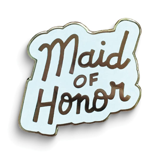 Silver-tone Enamel Maid of Honor Lapel Pin