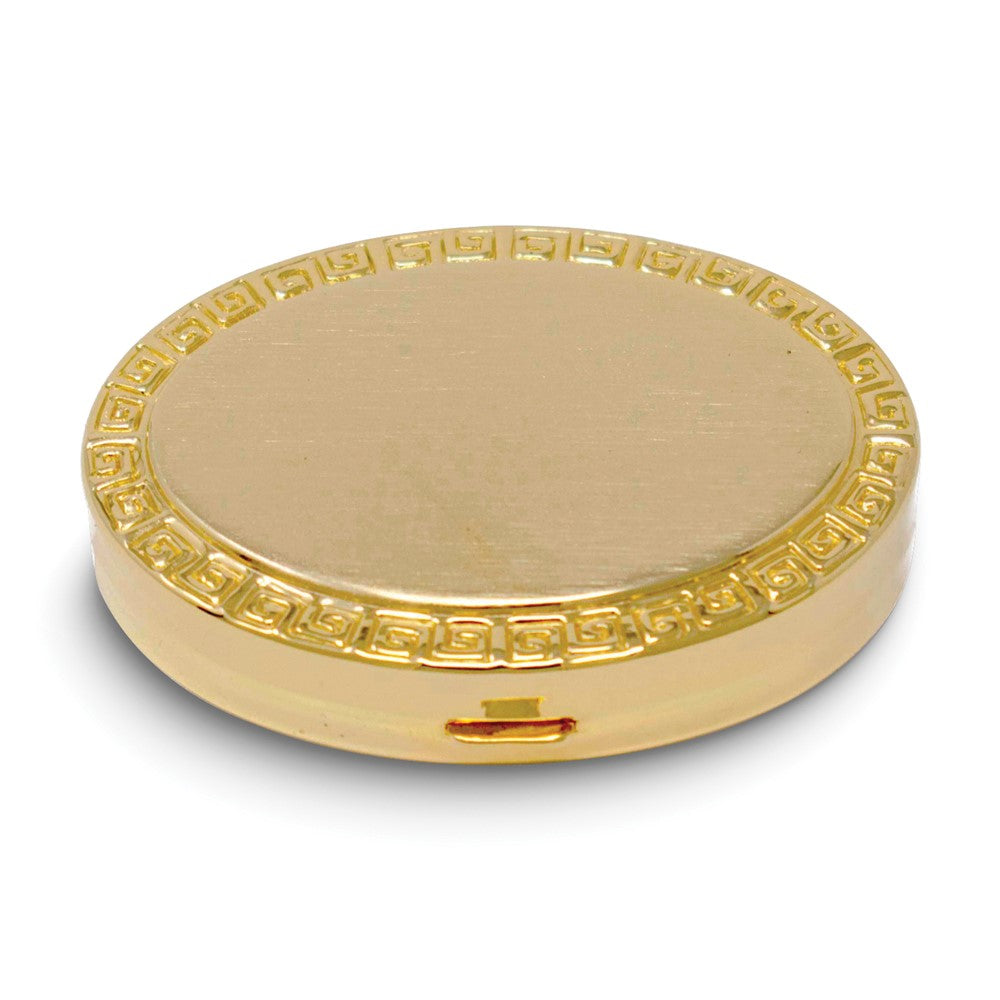 Silver-tone Oval Greek Key Pillbox