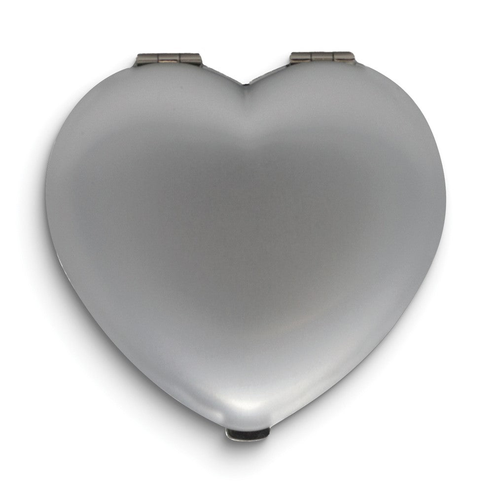Silver-tone Heart Shaped Compact Mirror with Regular and 5x Magnification