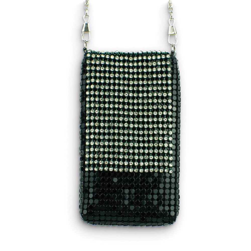 Silver and Black Aluminum Mesh Purse with Chain