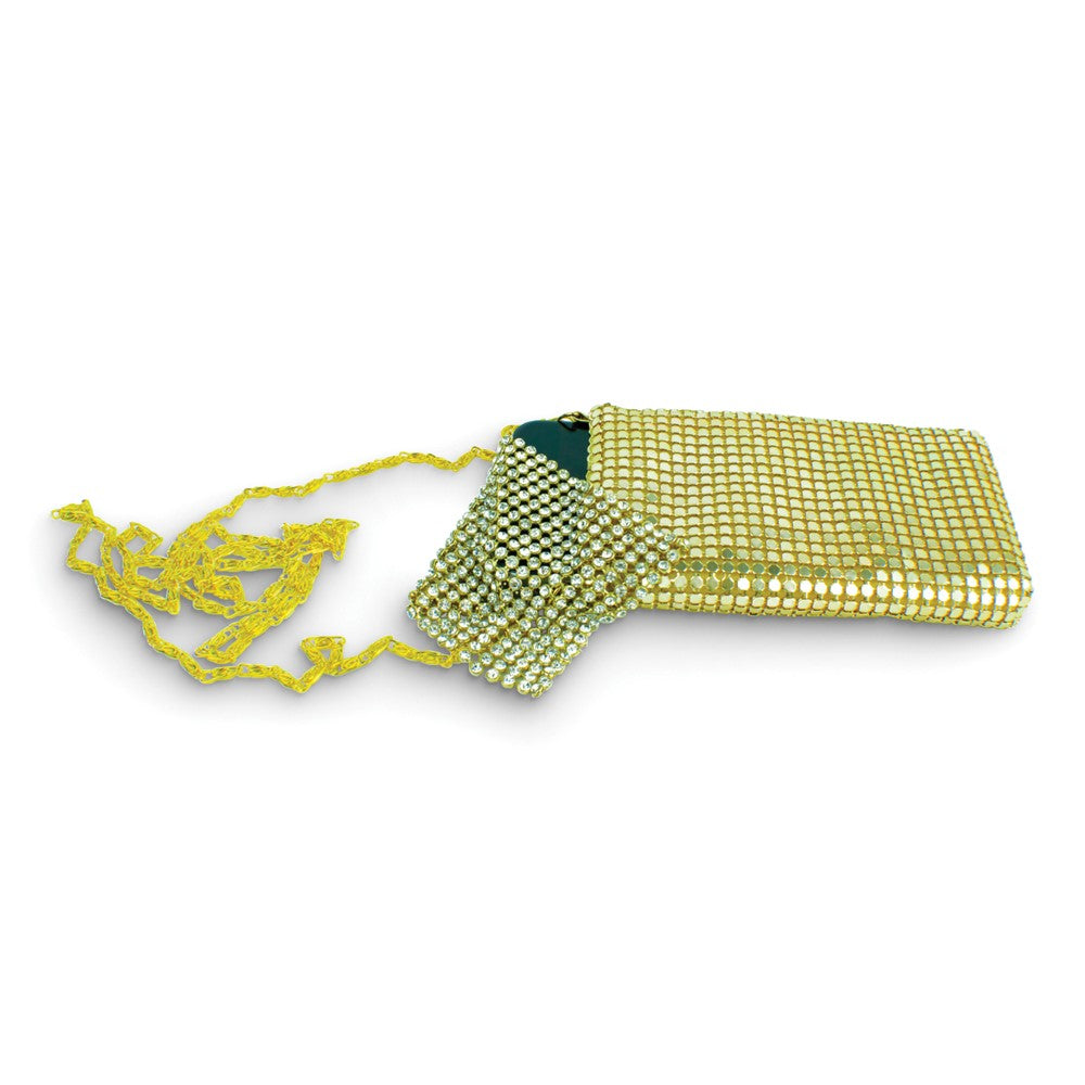 Gold Aluminum Mesh Purse with Chain