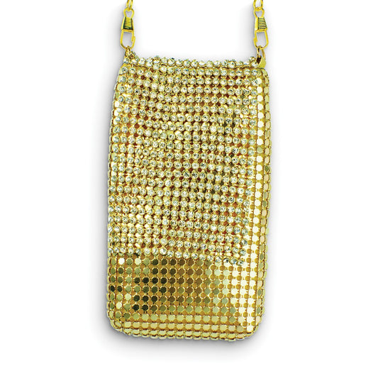 Gold Aluminum Mesh Purse with Chain