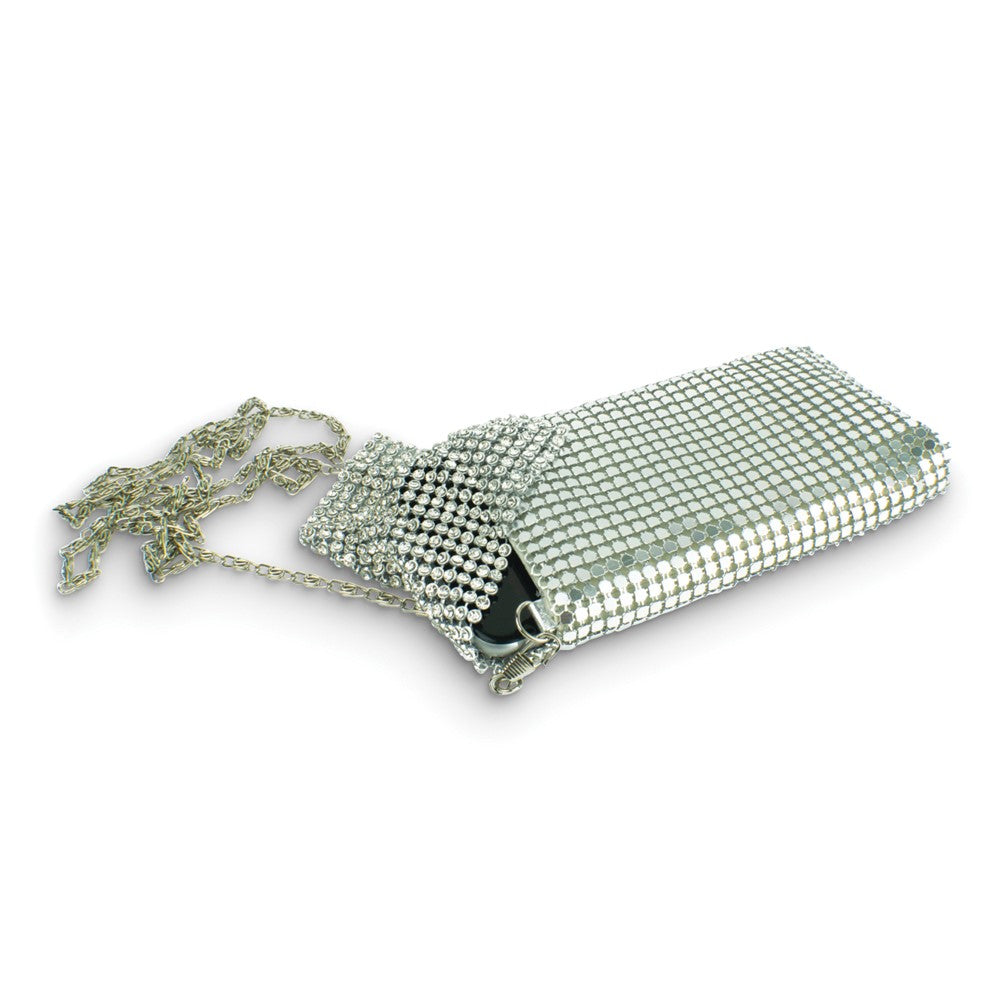 Silver Aluminum Mesh Purse with Chain