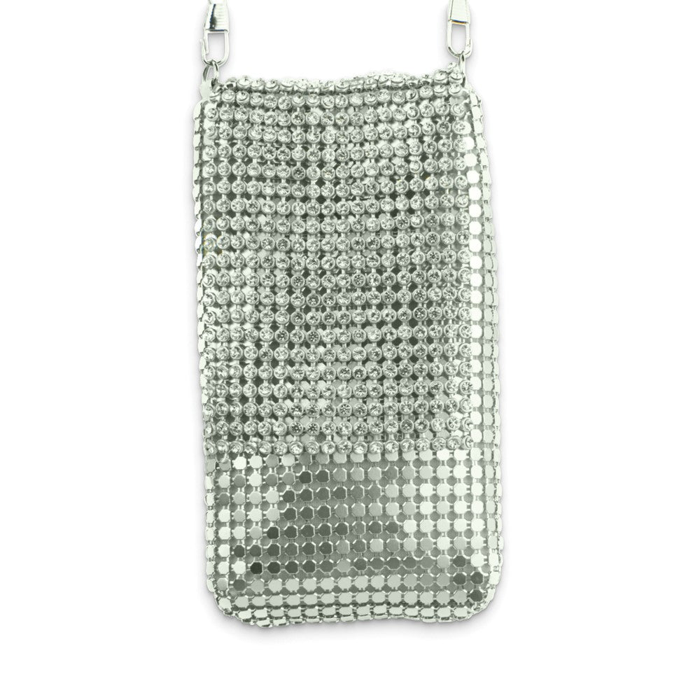 Silver Aluminum Mesh Purse with Chain