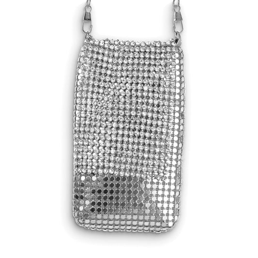 Silver Aluminum Mesh Purse with Chain