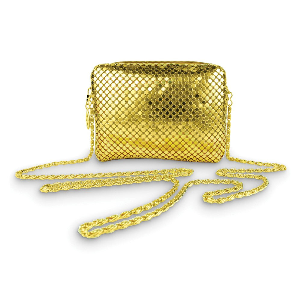 Gold Aluminum Mesh Purse with Chain