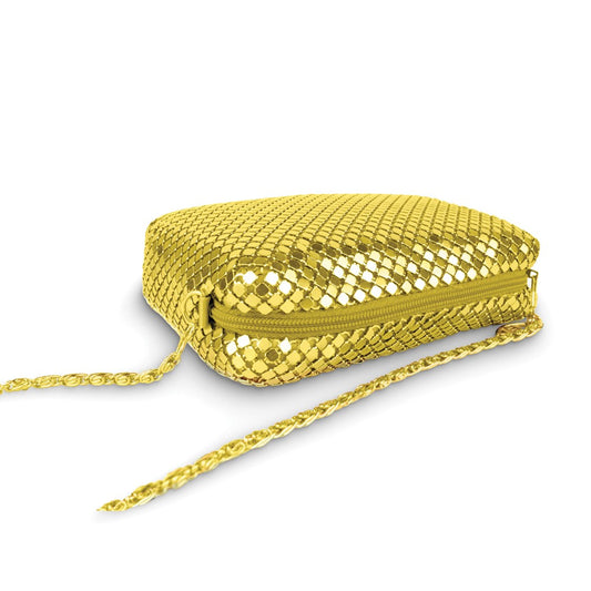 Gold Aluminum Mesh Purse with Chain