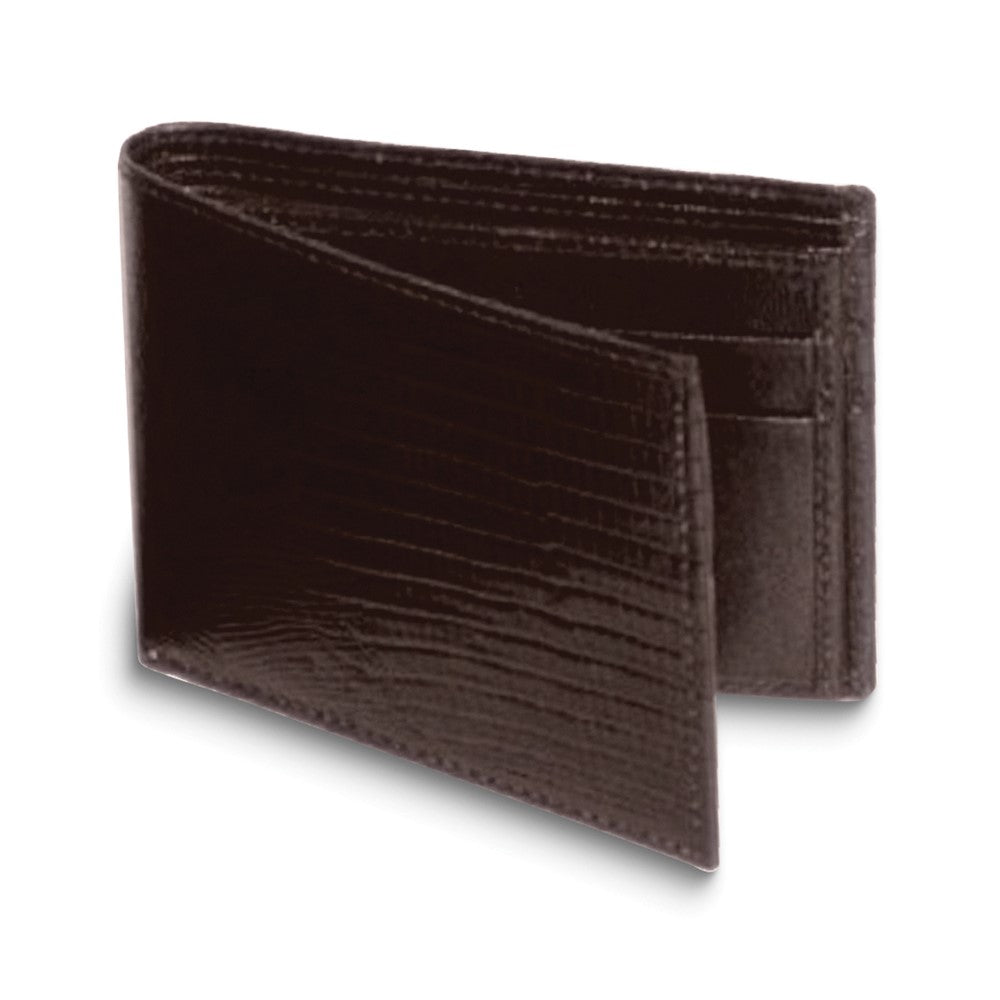 Brown Cowhide Lizard Leather Bi-Fold Wallet
