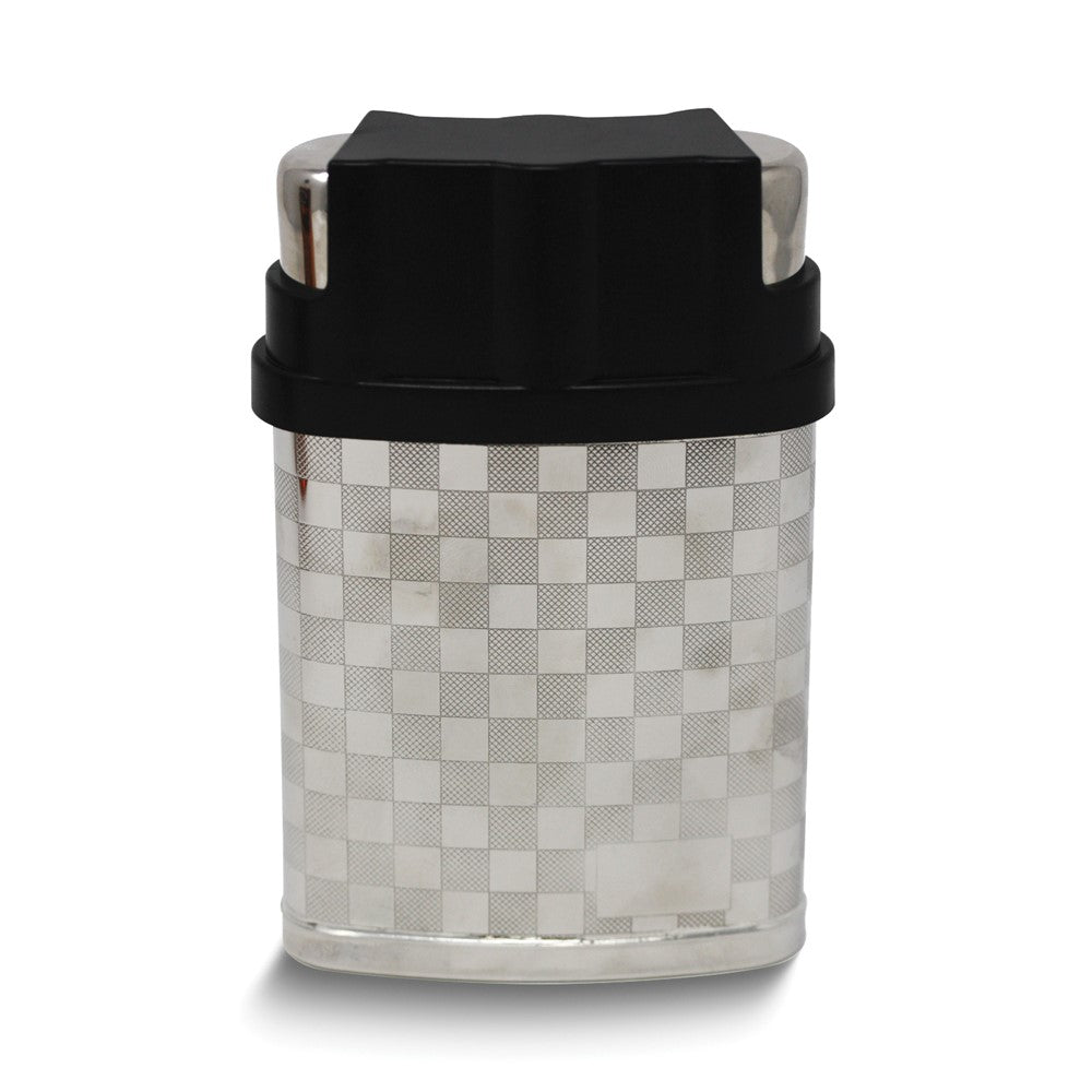 Stainless Steel Checkered 7 ounce Flask with Three Shot Glasses