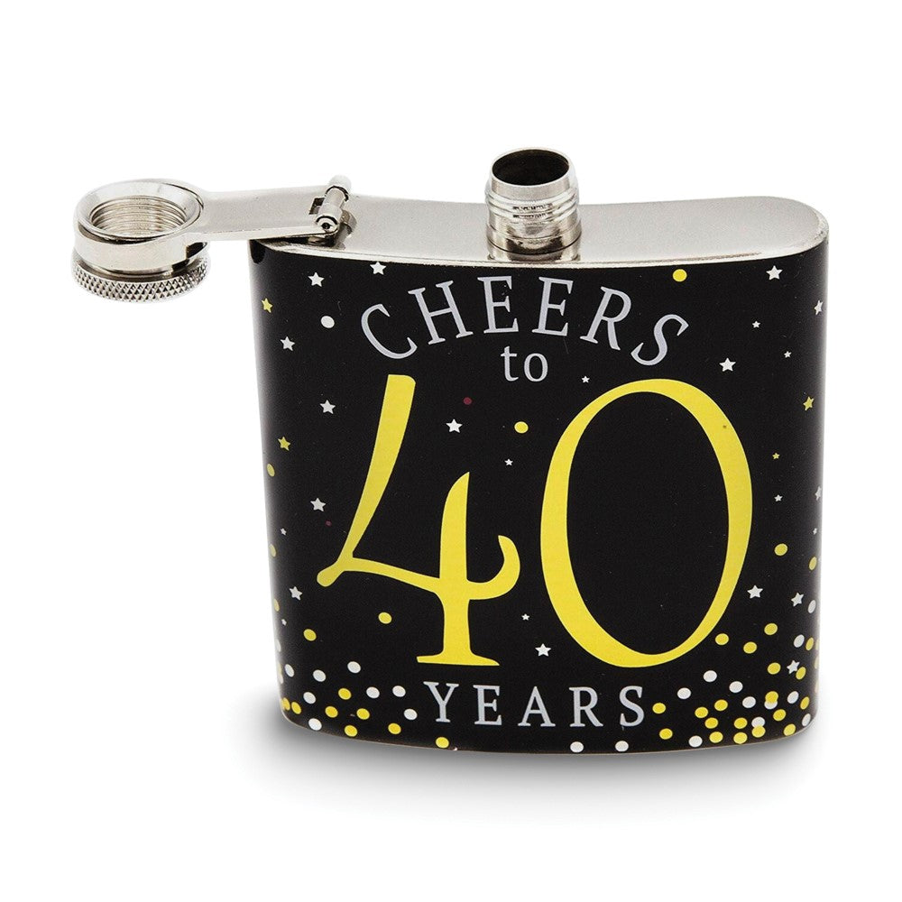 Stainless Steel 6 ounce Cheers to 40 Flask