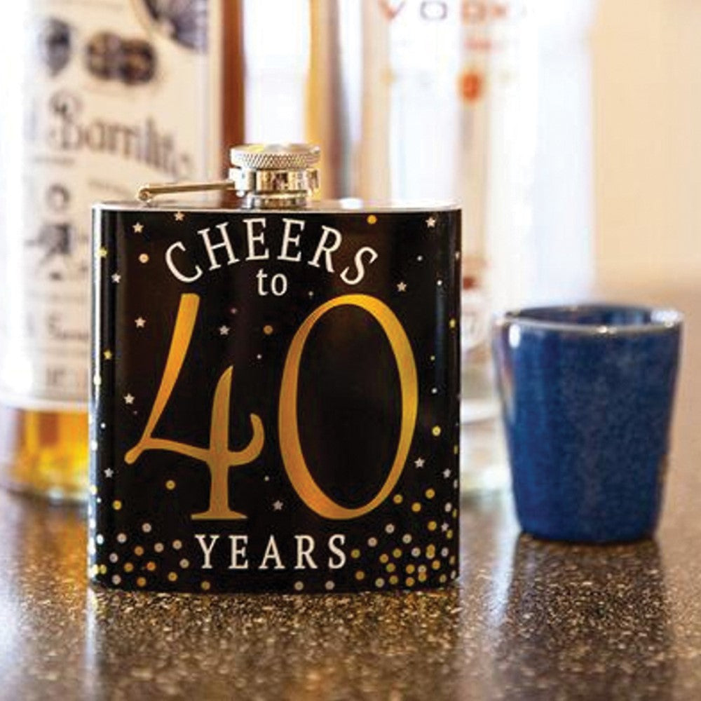 Stainless Steel 6 ounce Cheers to 40 Flask