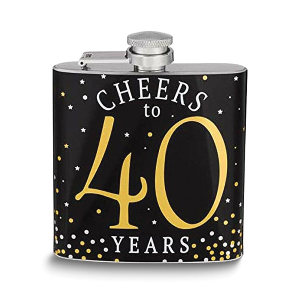 Stainless Steel 6 ounce Cheers to 40 Flask