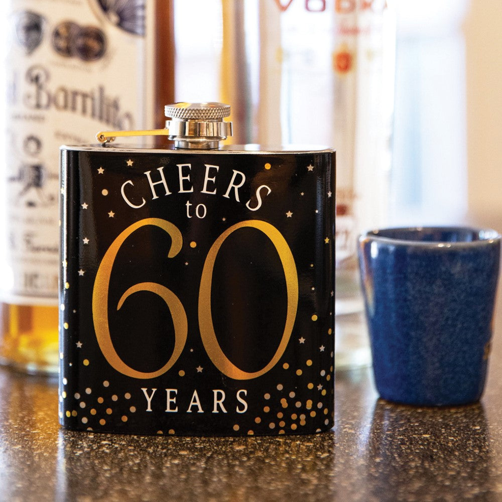 Stainless Steel 6 ounce Cheers to 60 Flask
