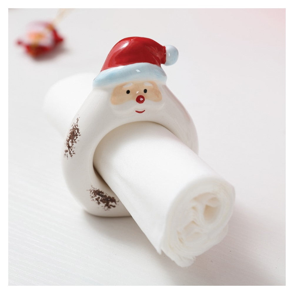 Santa Set of Four Ceramic Napkin Holders