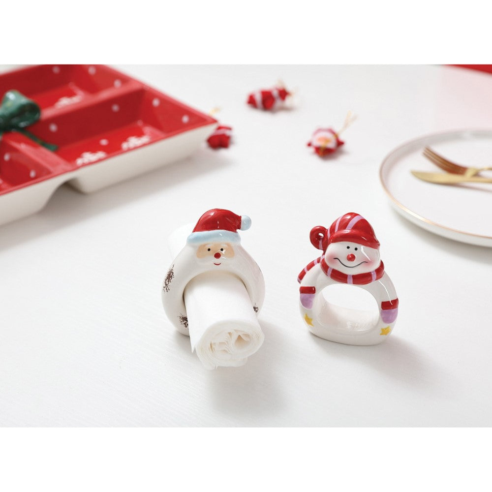Santa Set of Four Ceramic Napkin Holders