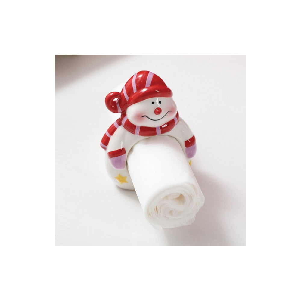 Snowman Set of Four Ceramic Napkin Holders