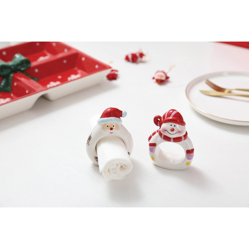 Snowman Set of Four Ceramic Napkin Holders