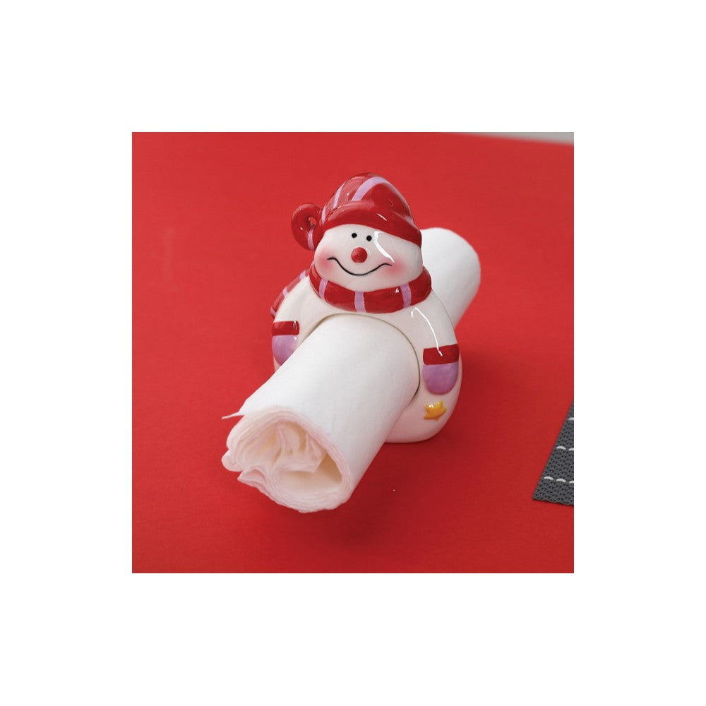 Snowman Set of Four Ceramic Napkin Holders