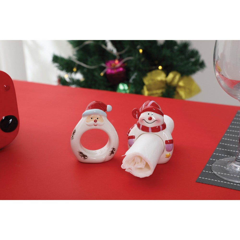 Snowman Set of Four Ceramic Napkin Holders