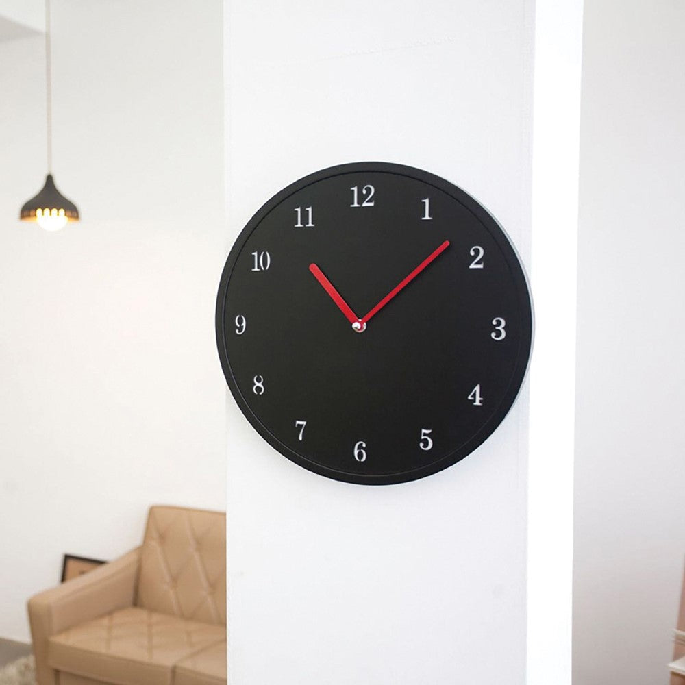 Black Minamalist 11.5 inch Silent Quartz Movement Wall Clock