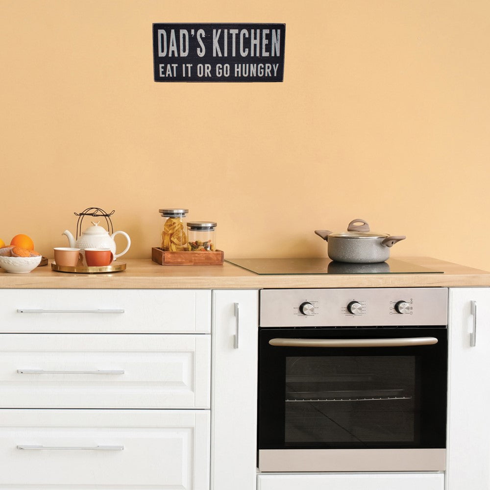 Dads Kitchen Distressed Black Wooden Plaque