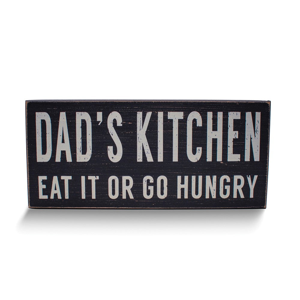 Dads Kitchen Distressed Black Wooden Plaque