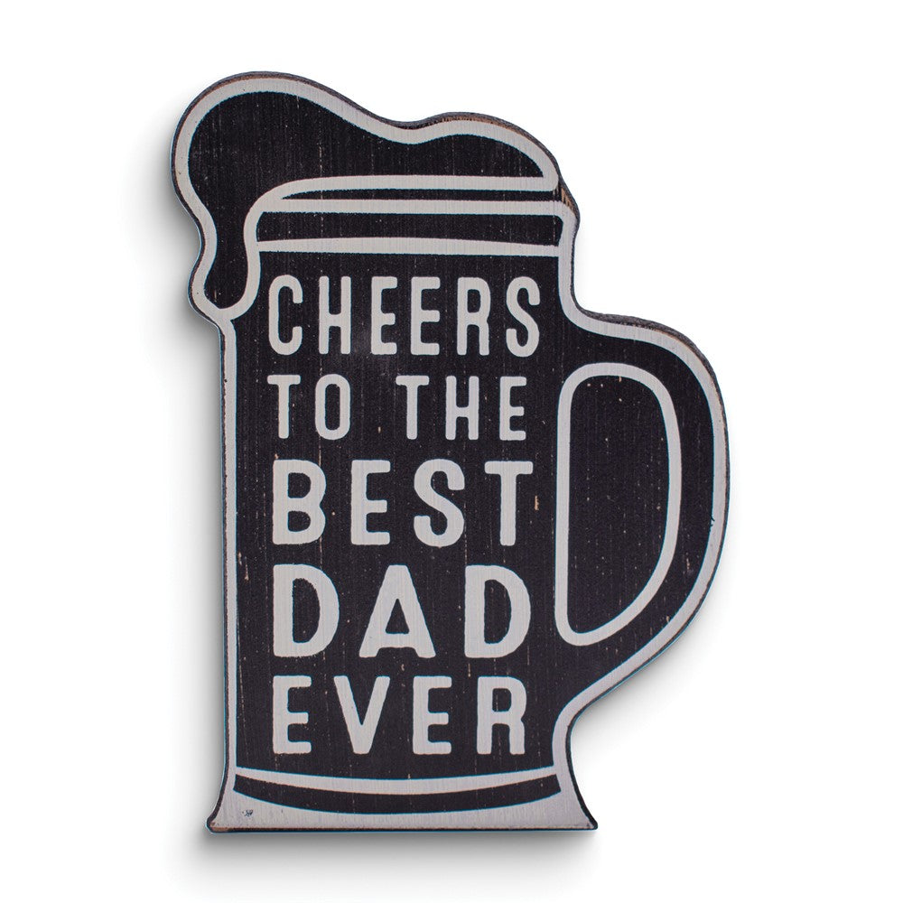 Best Dad Black and White Beer Mug Wooden Plaque
