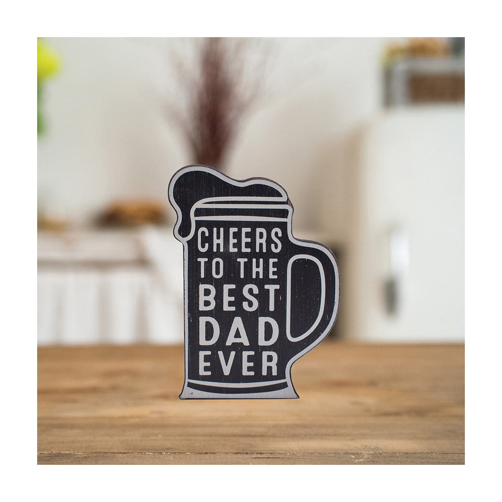 Best Dad Black and White Beer Mug Wooden Plaque