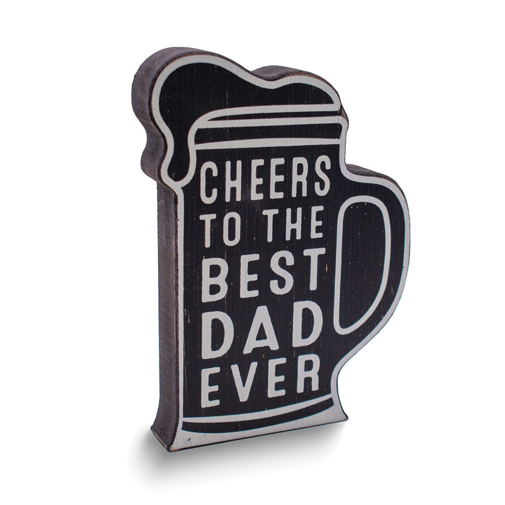 Best Dad Black and White Beer Mug Wooden Plaque