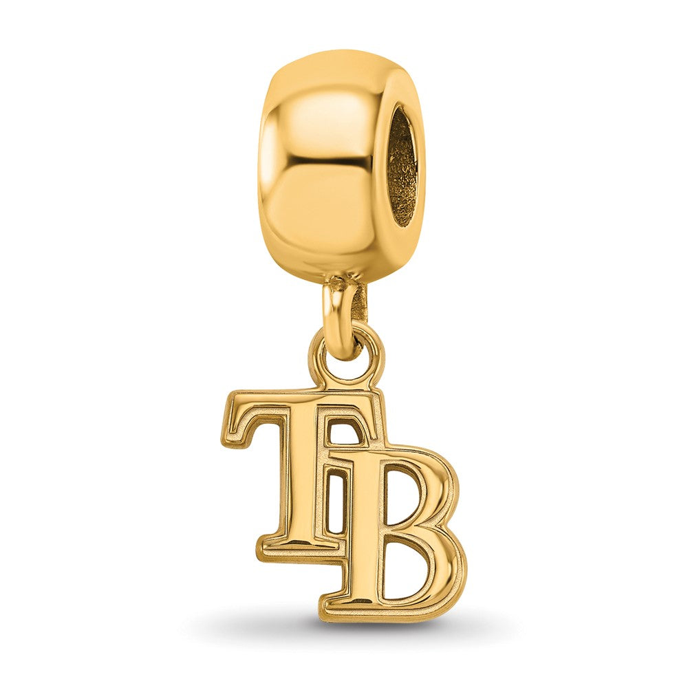Sterling Silver Gold-plated MLB Tampa Bay Rays Letters T-B Extra Small Dangle Bead