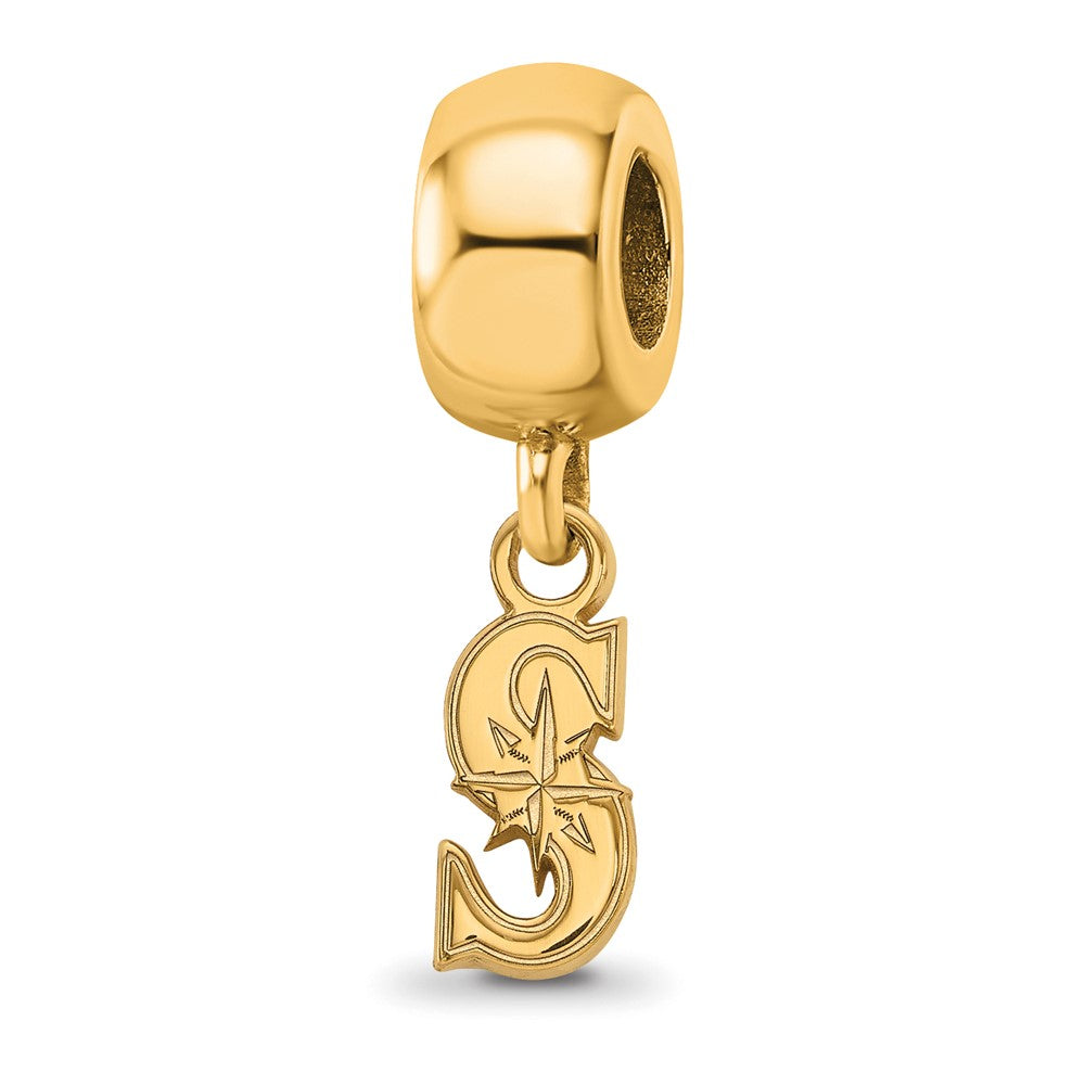 Sterling Silver Gold-plated MLB Seattle Mariners Letter S Extra Small Dangle Bead