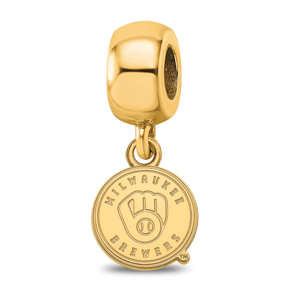 Sterling Silver Gold-plated MLB Milwaukee Brewers Letter M Extra Small Dangle Bead