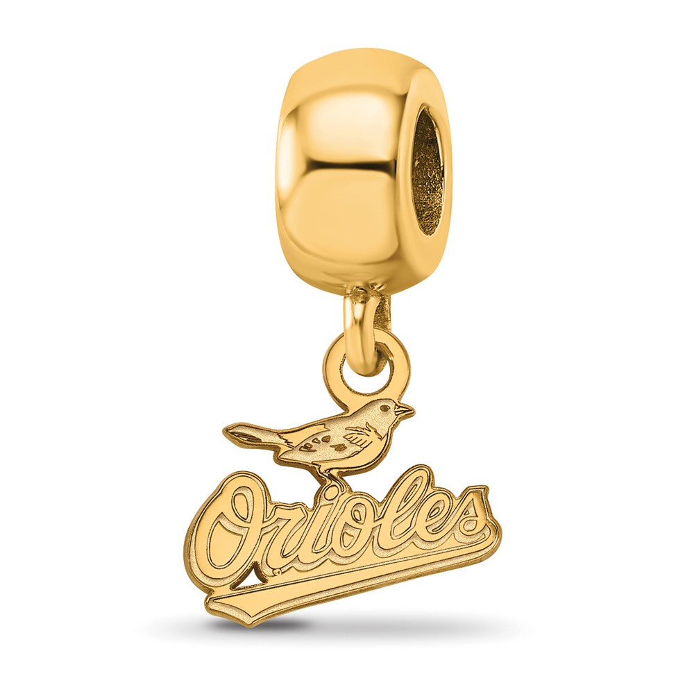 Sterling Silver Gold-plated MLB Baltimore Orioles Script Extra Small Dangle Bead