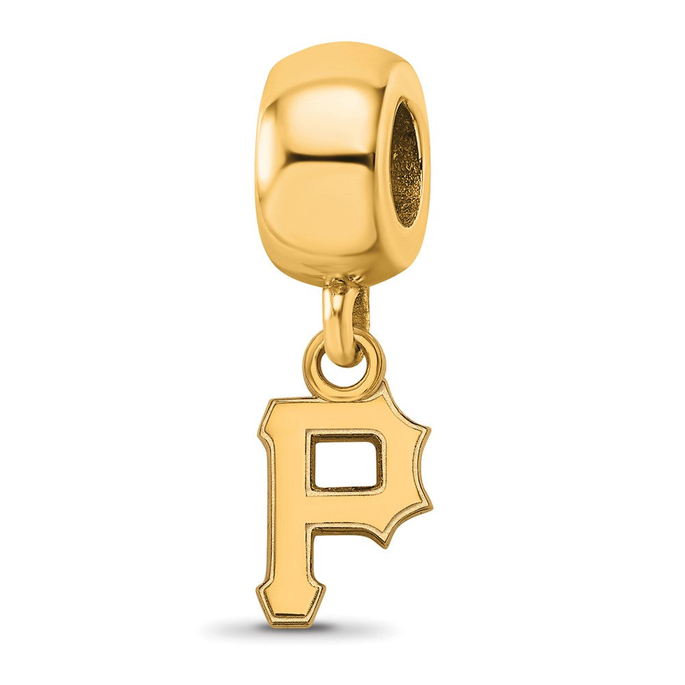 Sterling Silver Gold-plated MLB Pittsburgh Pirates Letter P Extra Small Dangle Bead
