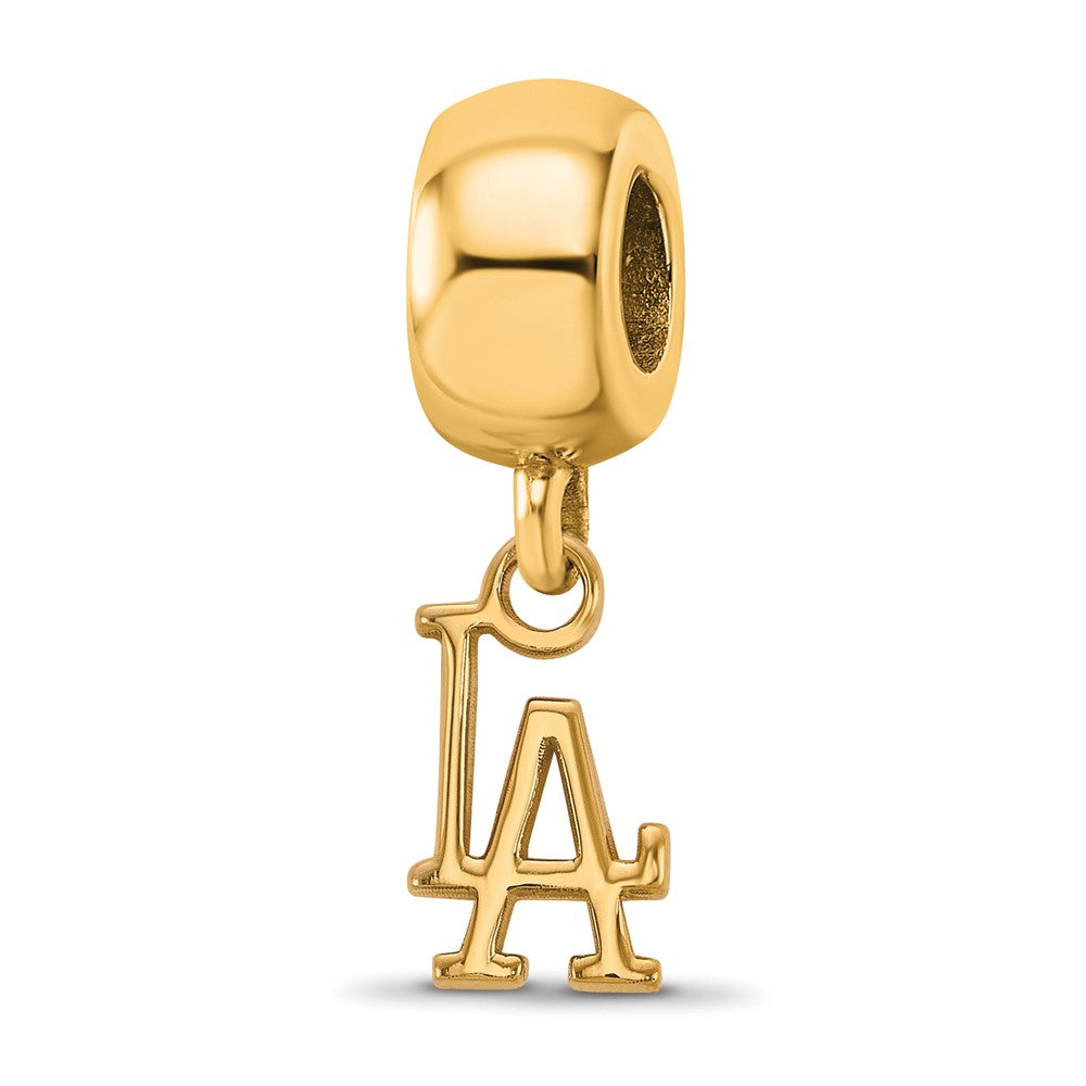Sterling Silver Gold-plated MLB Los Angeles Dodgers L-A Extra Small Dangle Bead