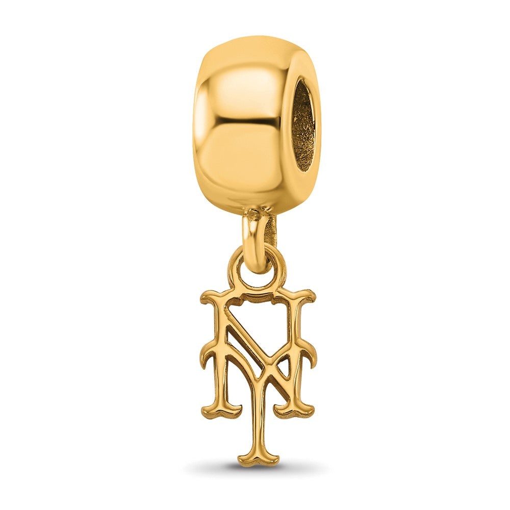 Sterling Silver Gold-plated MLB New York Mets N-Y Extra Small Dangle Bead