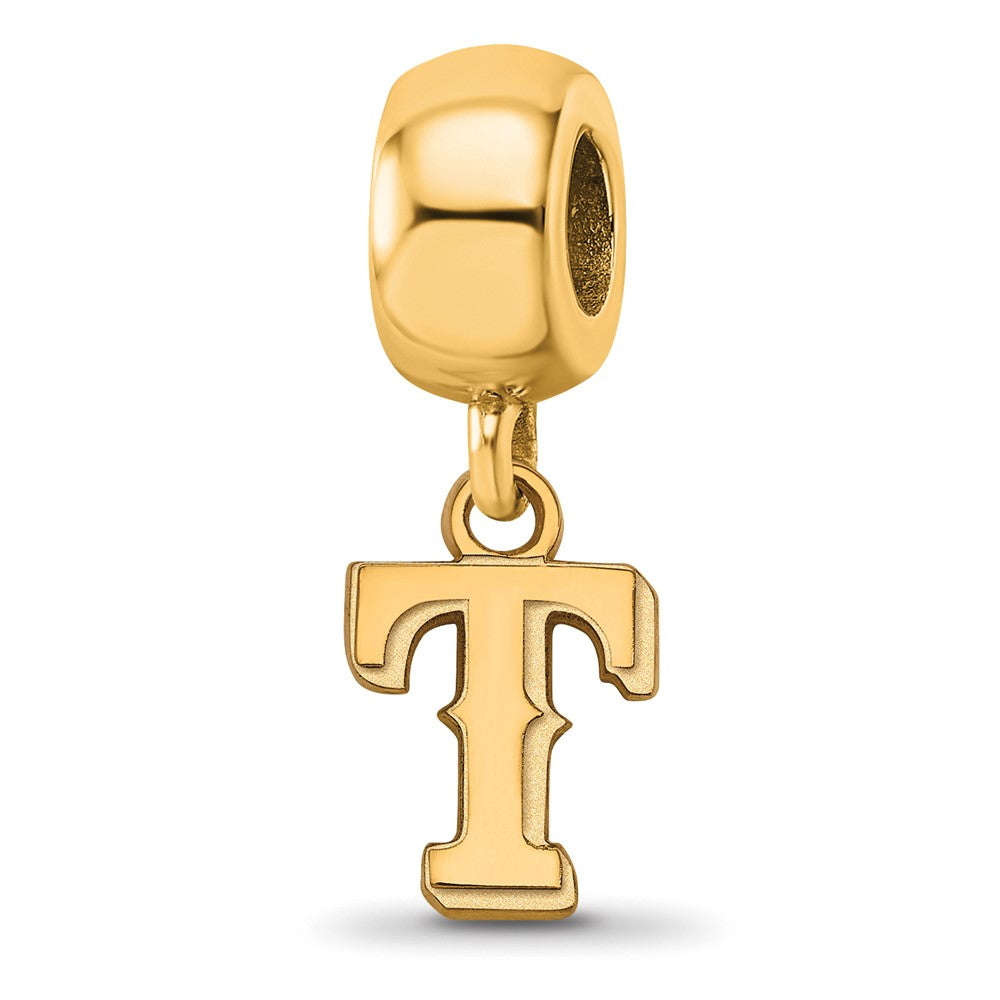 Sterling Silver Gold-plated MLB Texas Rangers Letter T Extra Small Dangle Bead