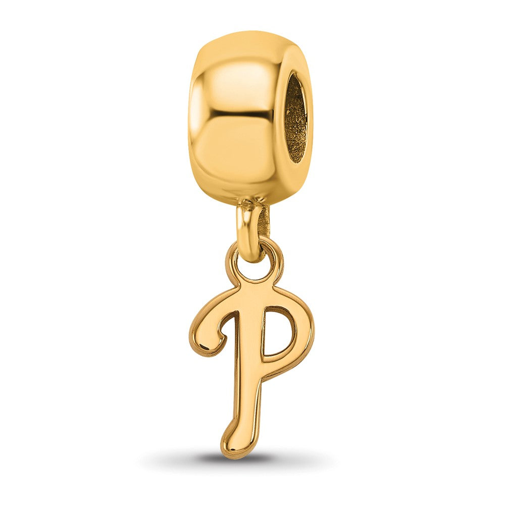 Sterling Silver Gold-plated MLB Philadelphia Phillies Letter P Extra Small Dangle Bead