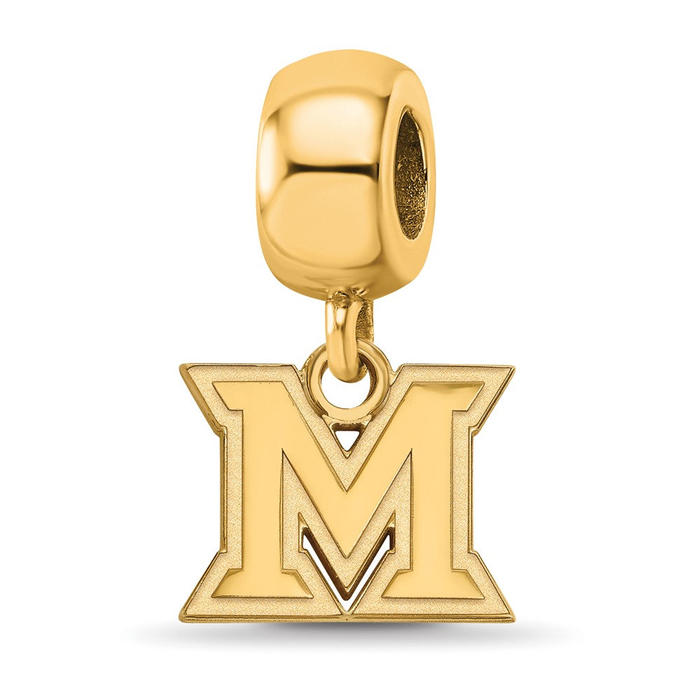 Sterling Silver Gold-plated Miami University Ohio Letter M Extra Small Dangle Bead Charm